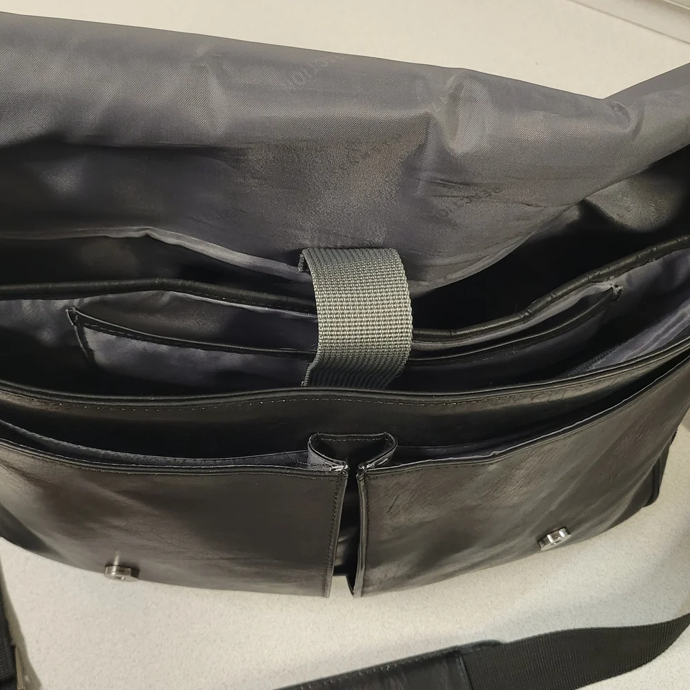 Black Men's Messenger Bag - Professional Laptop Shoulder Bag